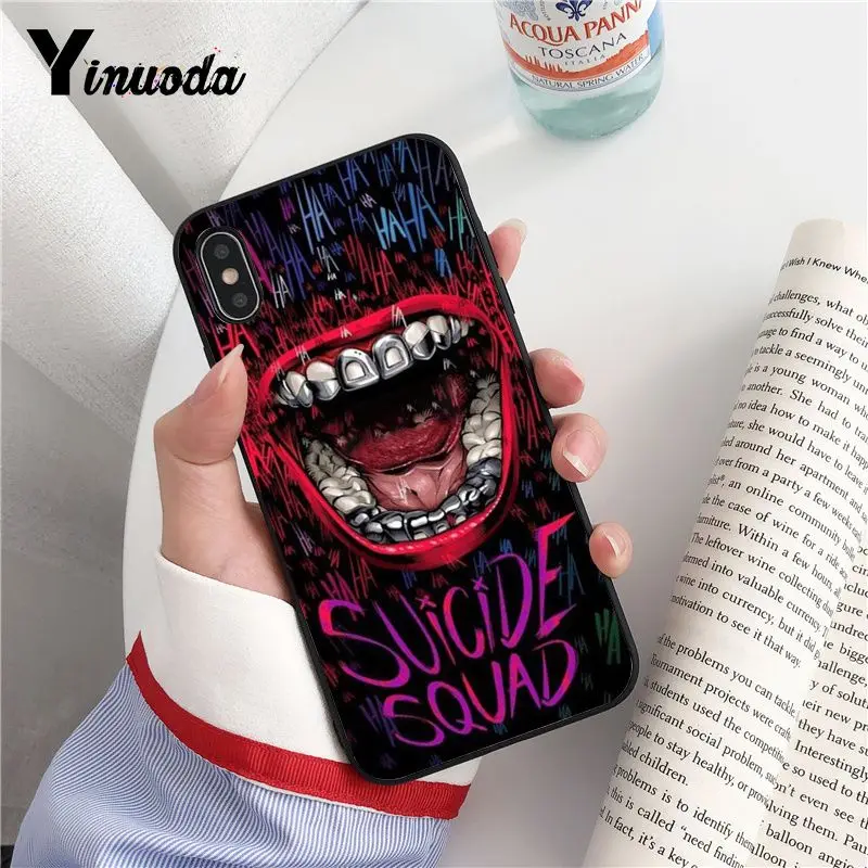 Yinuoda отряд самоубийц Джокер Харли Квинн чехол черный мягкий для телефона iPhone 8 7 6 6S