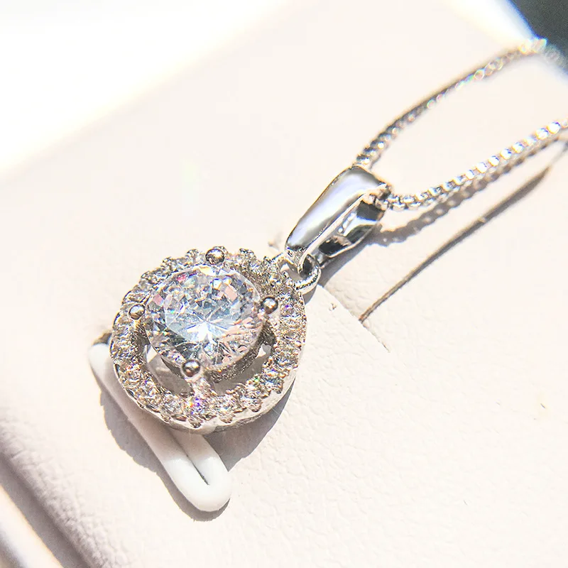  Classic Round Silver Pendant Necklace Jewelry Cubic Zirconia Wedding Gifts Valentine's Day | Украшения и аксессуары