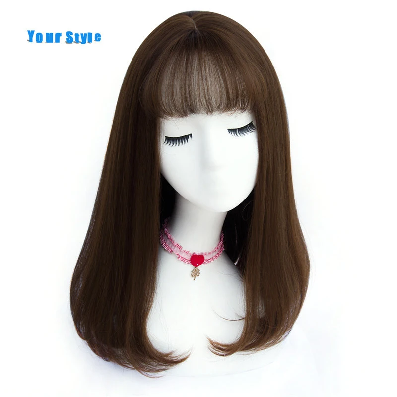 Your Style Women's Long Straight Synthetic Hair Wig with Bangs, 45 Colors Available, Natural-Looking for African American, Brown and Gray Options image 4