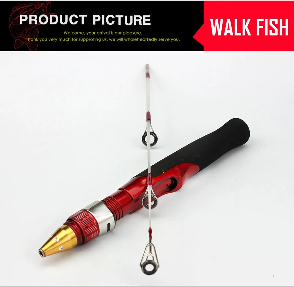 WALK FISH, 2 секции, удочка для подледной рыбалки, легкая зимняя Удочка 50 см, мини-Кормушка для подледной рыбалки, удочка для креветки, vara de Pesca
