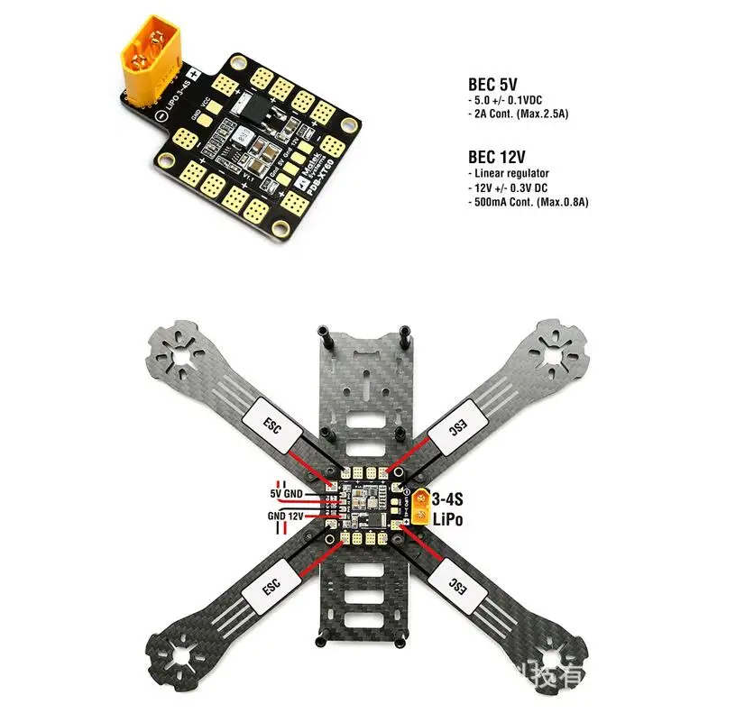 Matek Systems PDB XT60 W/BEC 5V 12V 2oz Медь для RC Квадрокоптер вертолет с управлением от первого лица muliticopter Дрон Мощность распределительный щит