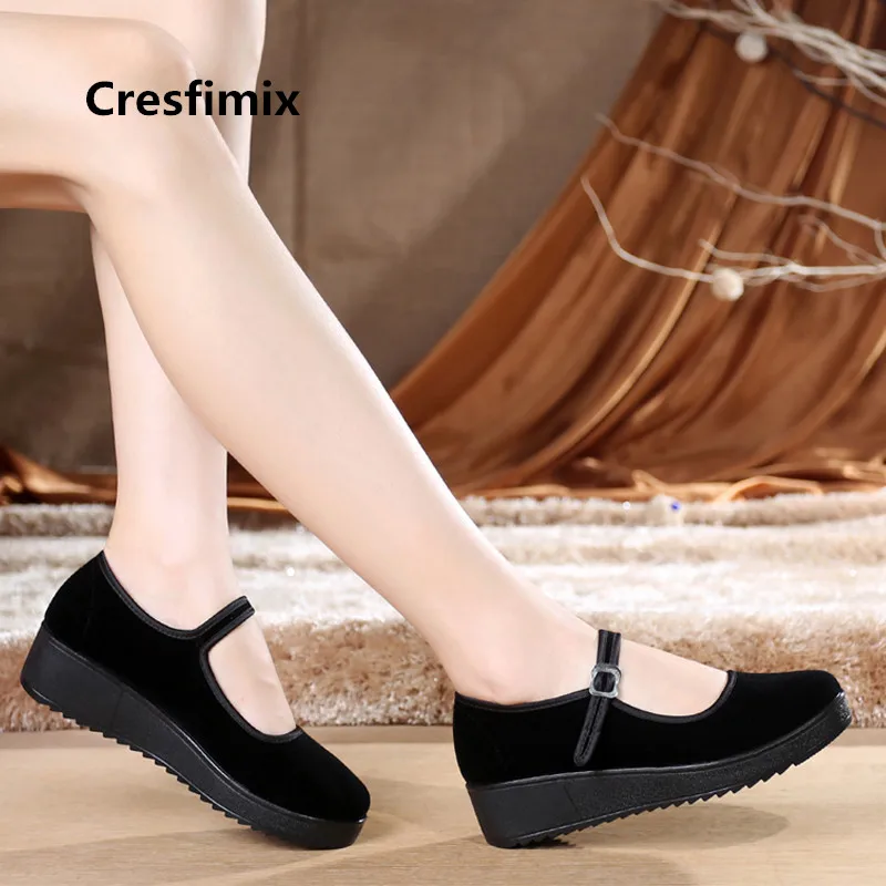 Cresfimix women fashion round toe comfortable spring height increased dance shoes lady casual classic summer hotel a3127 | Обувь