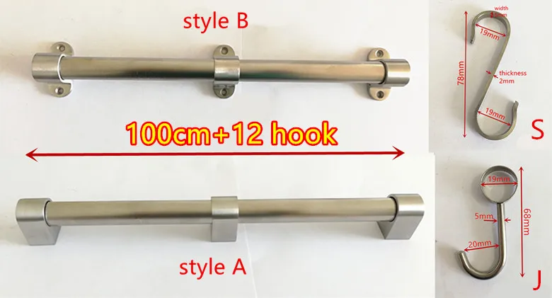 100cm 12hook Новинка SUS304 кухонная стойка из нержавеющей стали, кухонная полка крюк, сделай сам 30 см-120 см - Цвет: 100cm 12hook