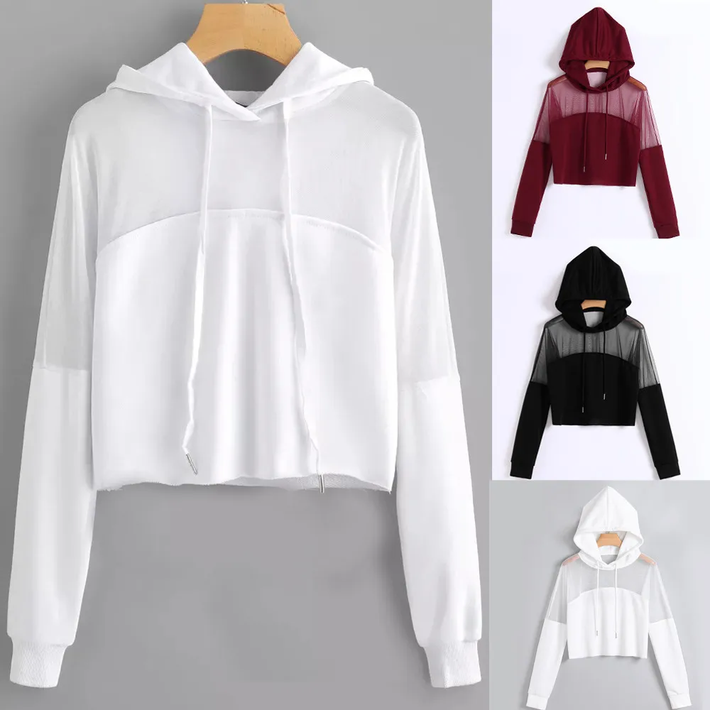 

JAYCOSIN Bohemia hoodies women plus size top Simple Solid Shirt Long Sleeve Hooded cropped sweatshirt women Harajuku new fashion