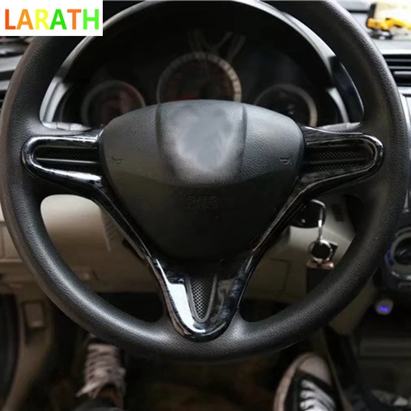 Для Honda City 2008-2012 Черный красного дерева углеродного волокна крышка рулевого колеса, переключатель интерьер Молдинги