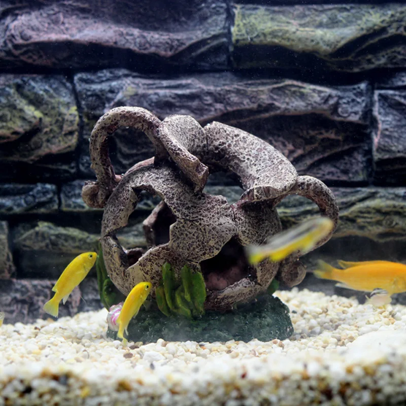 New Mysterious Egyptian Cave Jar With Moss Aquarium Decoration For Cichlid Hiding Fish Tank Artificial Bonsai Vase Ornament | Дом и сад