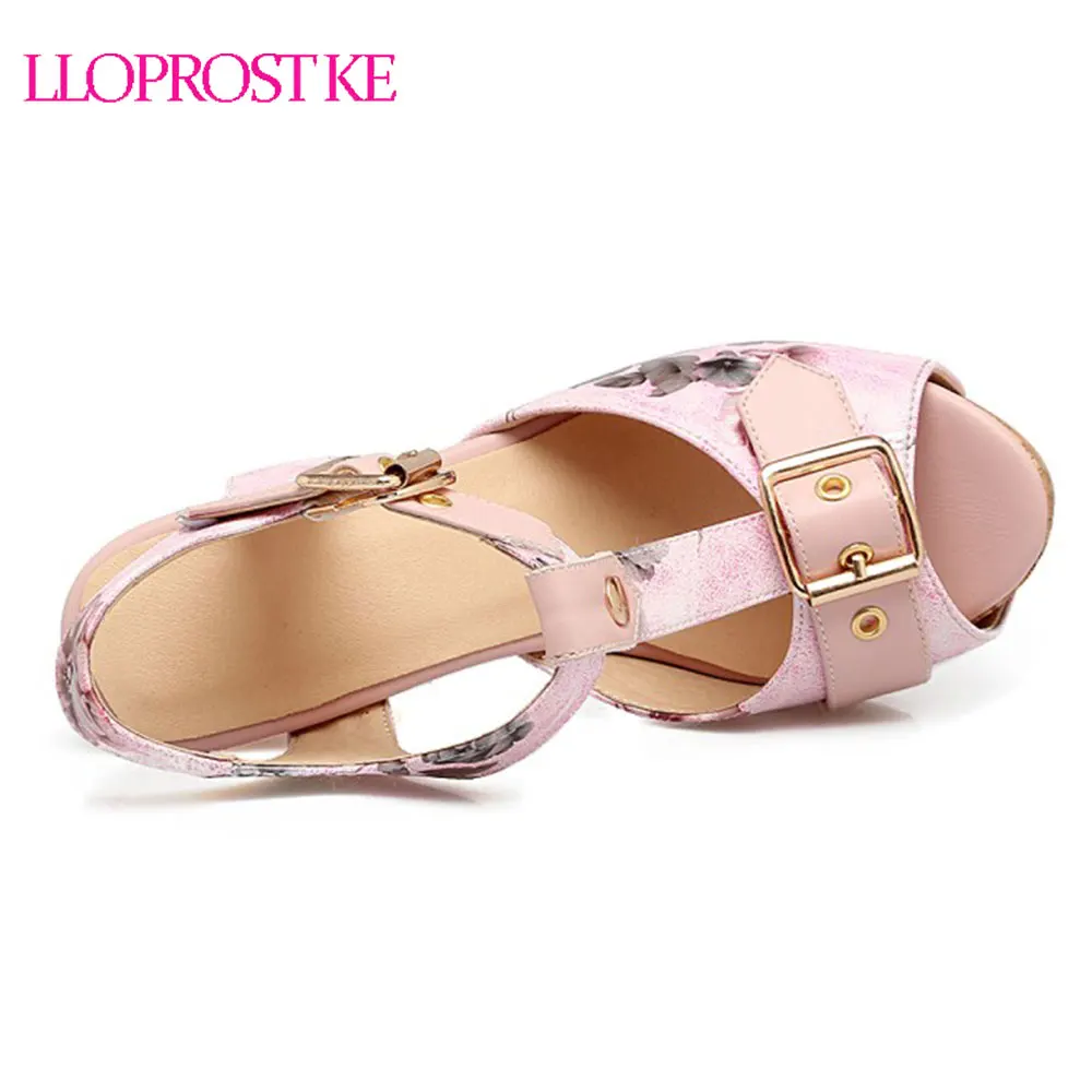 Женские босоножки Lloprost ke модная обувь на толстом высоком каблуке туфли с