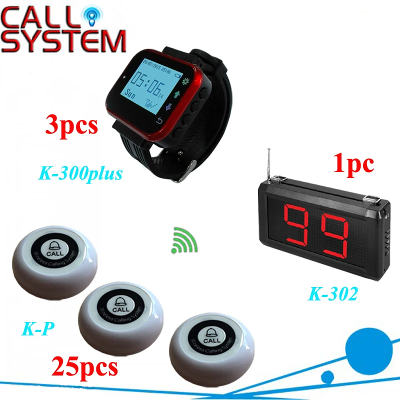 

Restaurant equipment Wireless ordering bell buzzer system 1 monitor 3 waitress pager 25 transmitters