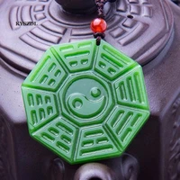 kyszdl natural green hetian yu stone hand carved tai chi gossip women sweater chain necklace pendant jewelry gift free rope