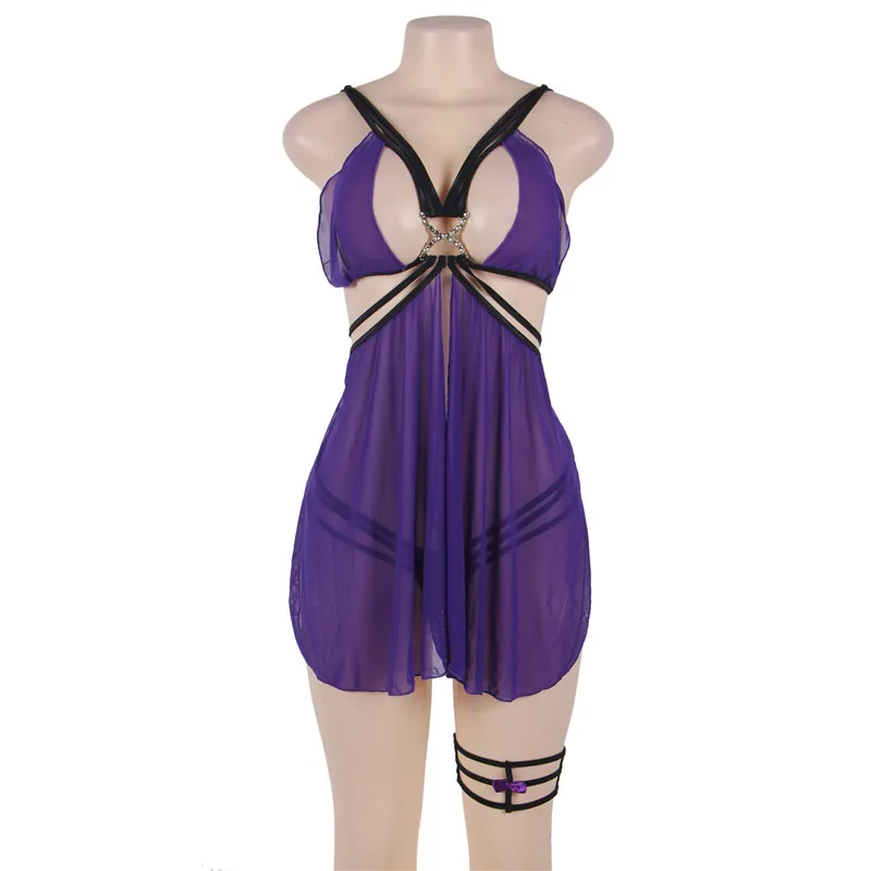 purple Lingerie Lenceria Эротика Mujer Sexi Strappy Mesh flyway Porno нижнее белье сексуальное эротическое Бандажное белье с открытой спиной для куклы сексуальное женское белье R70227 - Цвет: purple Lingerie