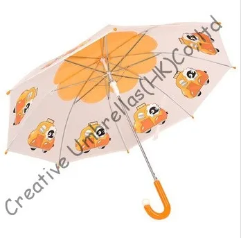 Детский зонт мультяшный дизайн авто открытие. 8 мм стальной вал и рифленые ребра