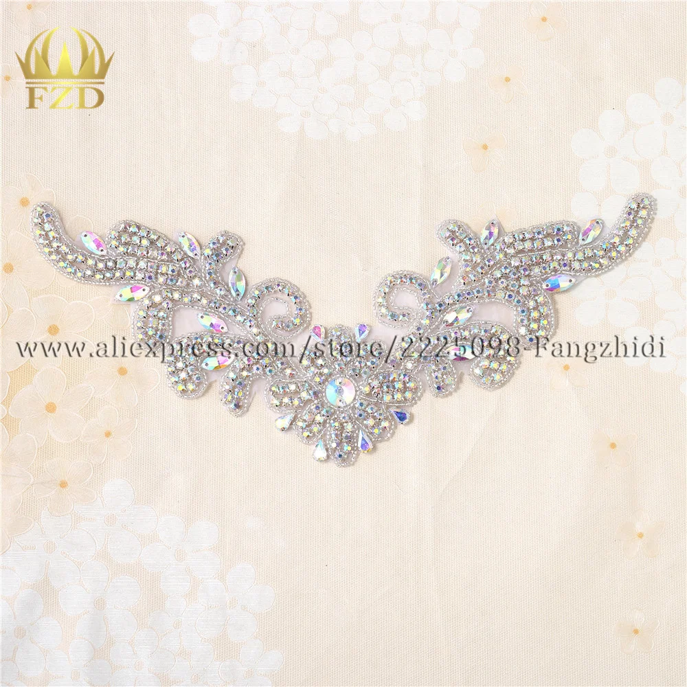 FZD 10 Piece AB Rhinestone Applique Patch Sew On Garment Motif Glass Appliques Wedding Iron Diamante Shiny Ctystal Trim | Дом и сад