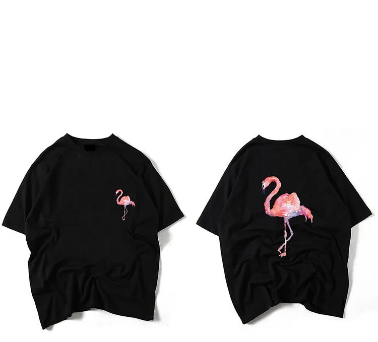 Летние Новые Модные женские футболки с изображением фламинго однотонные