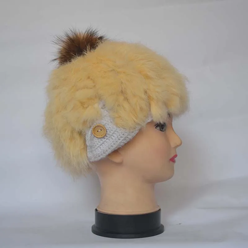 Осенне зимняя вязаная шапка из кроличьего меха|Женские Skullies и шапочки| |
