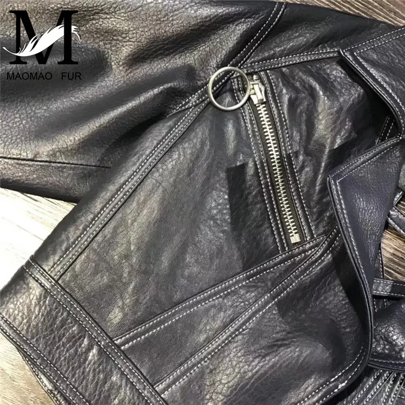 Женская куртка из натуральной овечьей кожи верхняя одежда короткая стильная