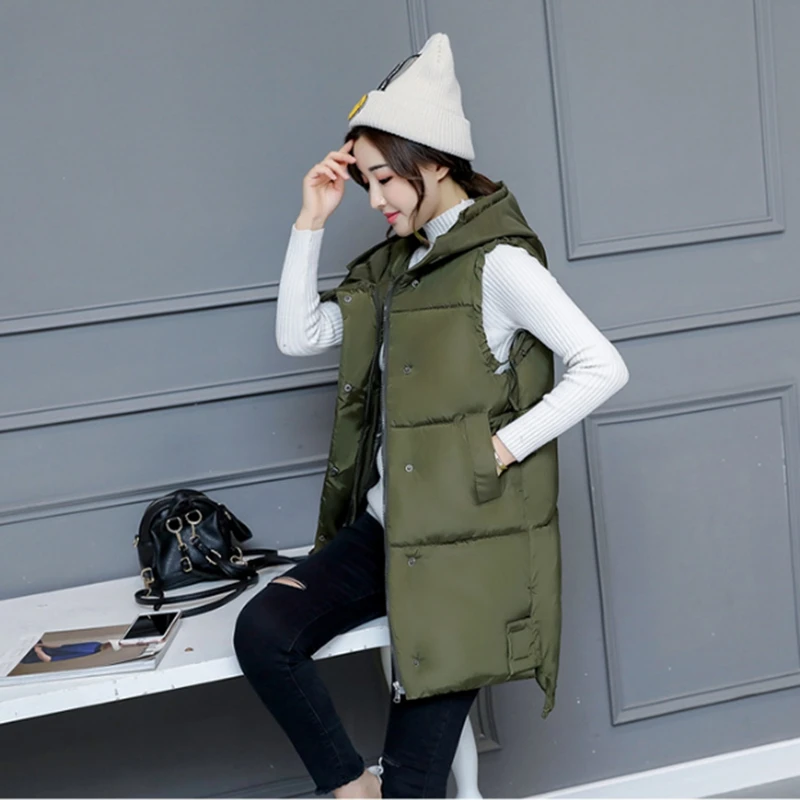 Новое поступление 2017 Женская осенне-зимняя куртка жилет средней длины с