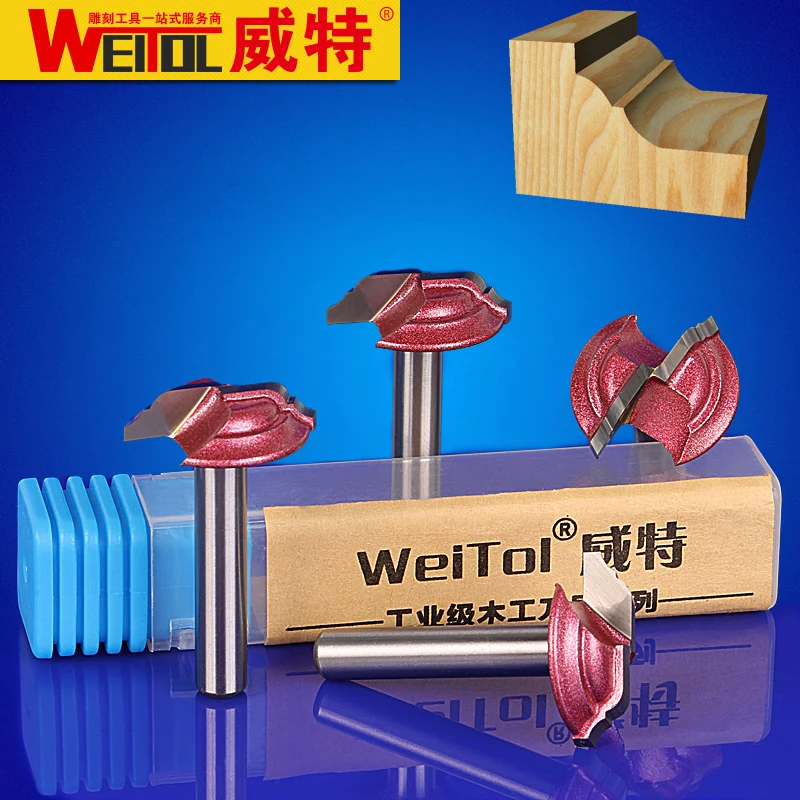

Weitol 4 pcs 6mm Trimmer Chamfer Carving Tool Round Over Bit Classical linear cutter CNC Engraving Router Bit