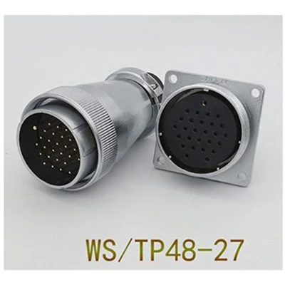 WS48-27F 1 комплект WS/TP48 авиационным соединителем мужской и женский квадратный фланец гнездо 5/7/20/27/38/42 Pin штепсельная вилка авиации круговой разъем кабеля - Цвет: WS48-27F