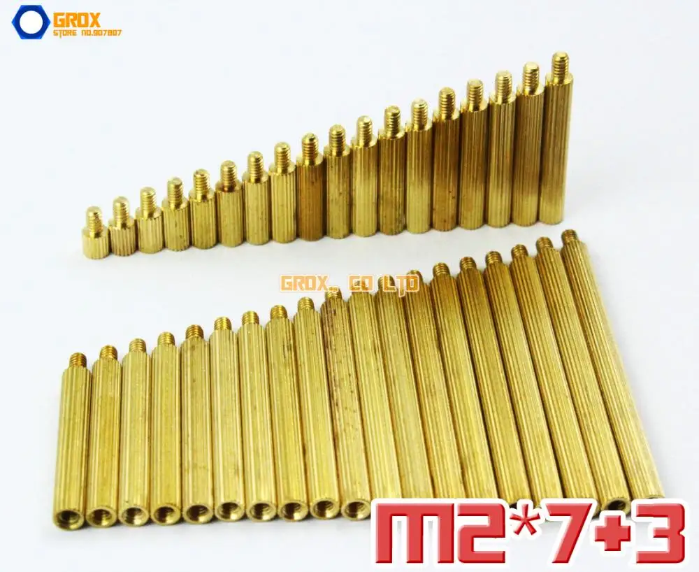 

300 Pieces Brass M2 x 7 + 3mm PCB Female to Male Motherboard Standoff Spacer