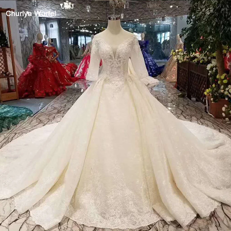 LSS465 свадебные с рукавами до локтя платья Свадебная Фата Милая бальный наряд для