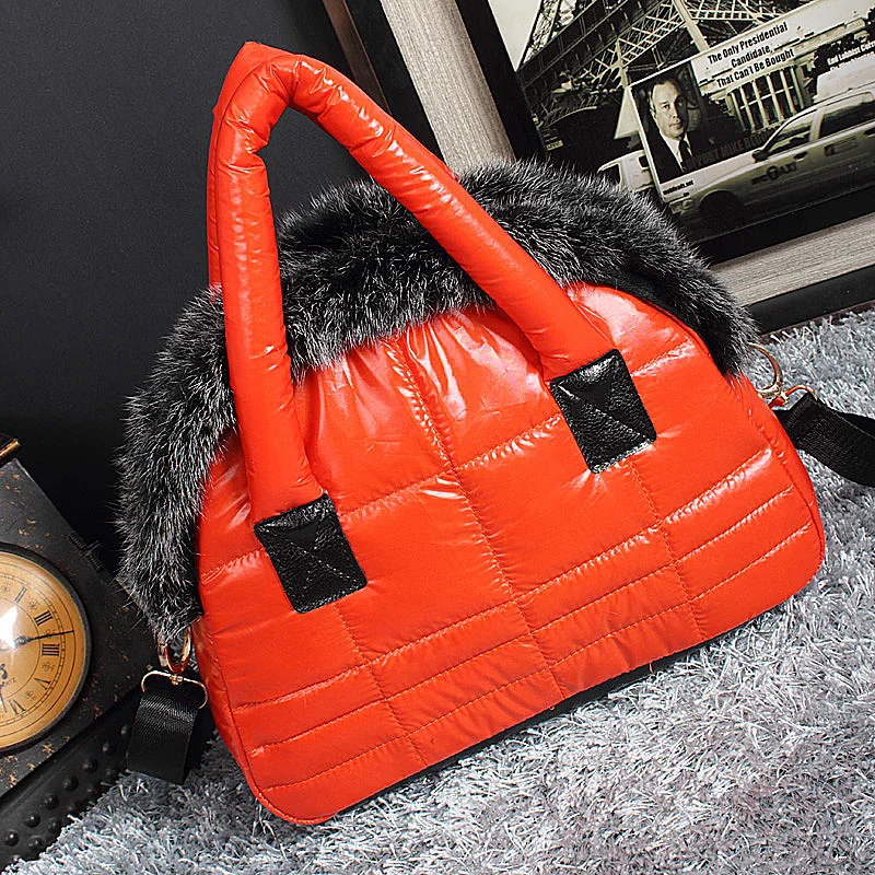 Новинка 2019 зимняя теплая женская сумка тоут из кроличьего меха через плечо с