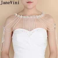 janevini 2019 bride pearls necklaces luxury crystal women collar shoulder chain lace tassel wedding bridal necklace accessories