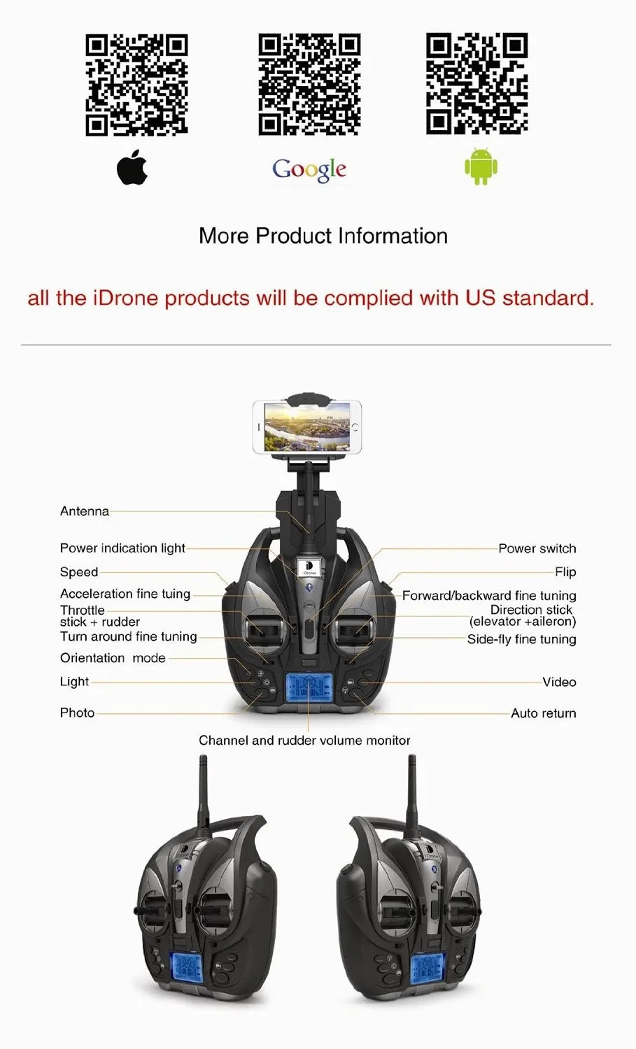 Yi Zhan YiZhan i Drone I4W Wifi FPV видео в режиме реального времени RTF 2,4G 4CH RC камера для квадрокоптера, дрона с 0.3MP HD камерой RTF