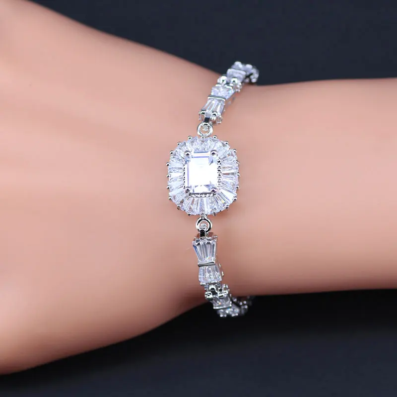 L &amp B Израиль простой Стиль белый кристалл циркония серебро Цвет Наборы