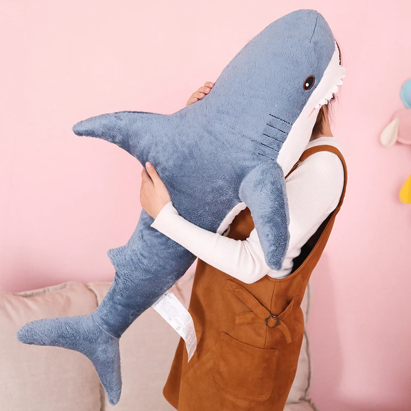 

80-140cm New Style Blue Shark Plush Toys Big Fish Cloth doll Simulation Shark stuffed plush animals doll Children Birthday Gift