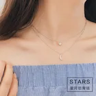 Женское Ожерелье-чокер из серебра 925 пробы, с подвеской в виде длинной звезды и Луны