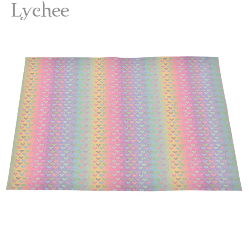 Lychee Life 21x29 см A4 блестящая Искусственная ПУ ткань с сердечком Радуга Синтетическая