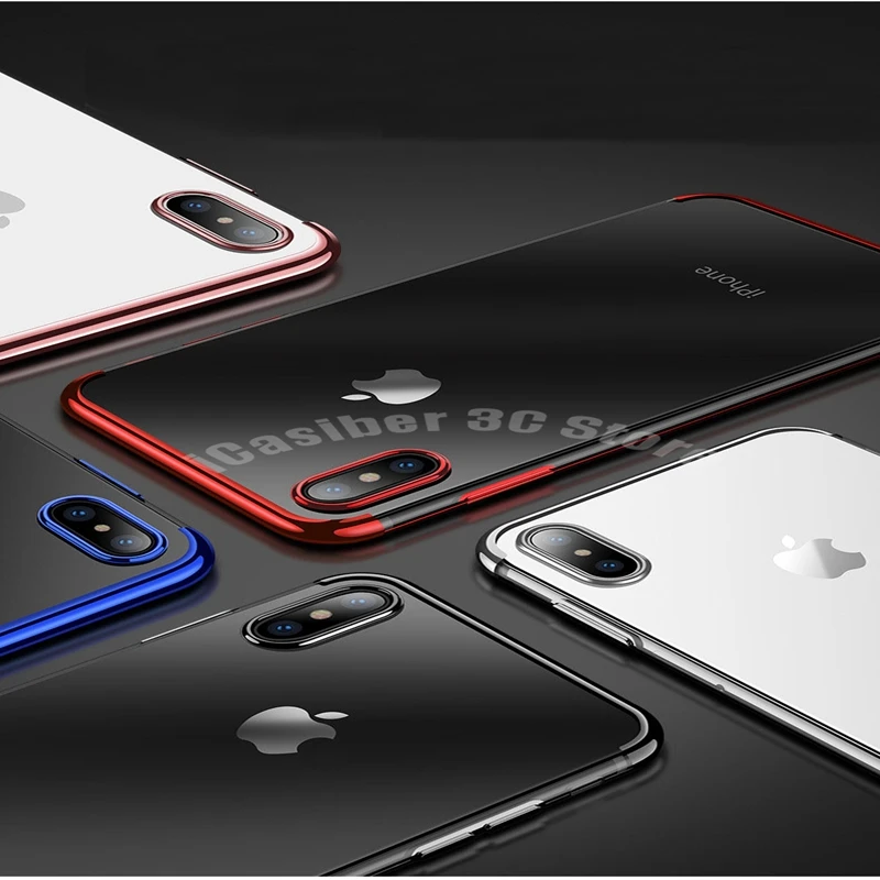 ICasiber Роскошный прозрачный чехол из ТПУ с покрытием розового золота для iPhone XS Max XR