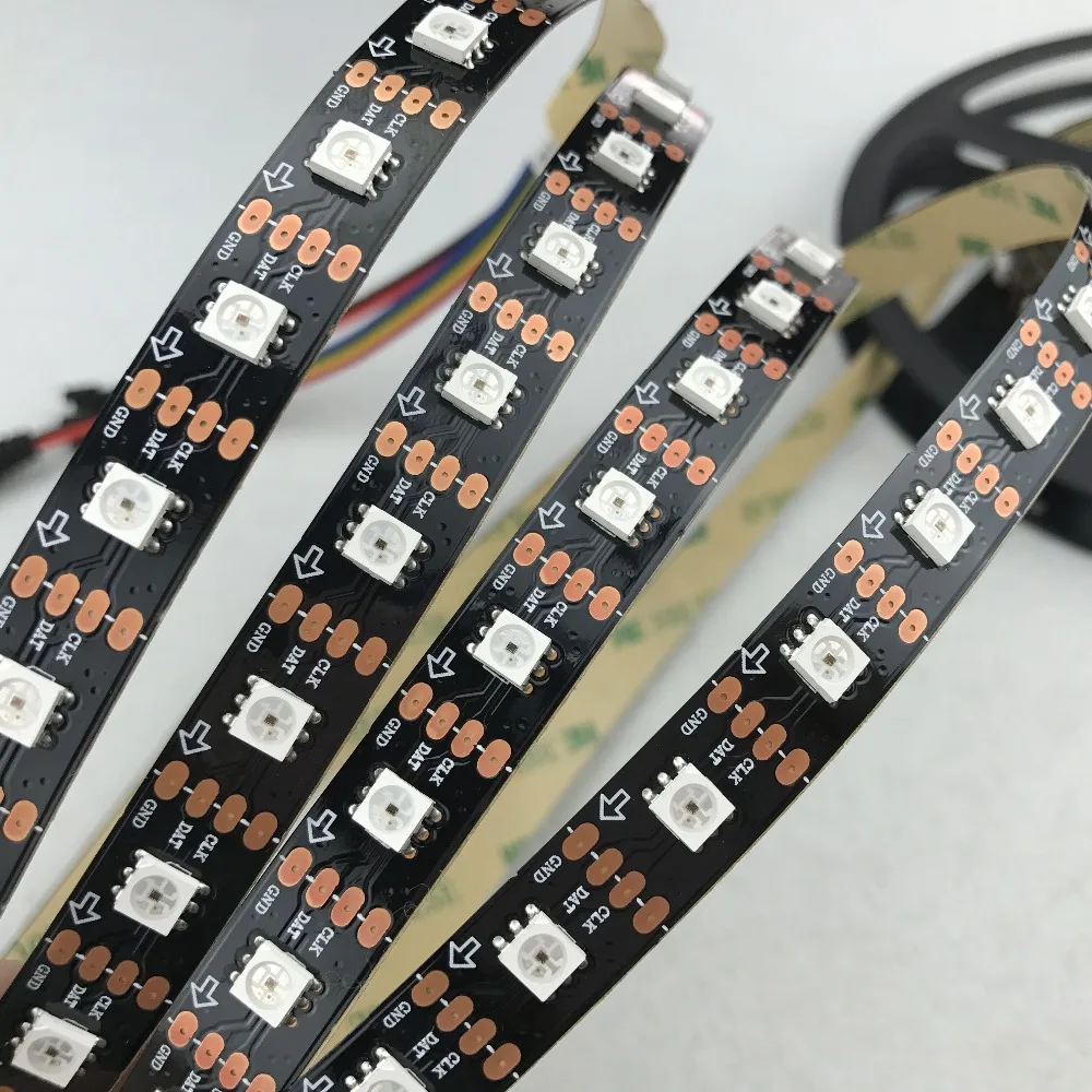 Пиксельная Светодиодная лента 4M DC5V SK9822 60 светодиодов/м с пикс./м Черная печатная