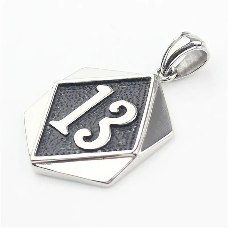 Cool Men's Silver color 316L Stainless Steel Lucky 13 Biker Motorcycle Club Pendant | Украшения и аксессуары