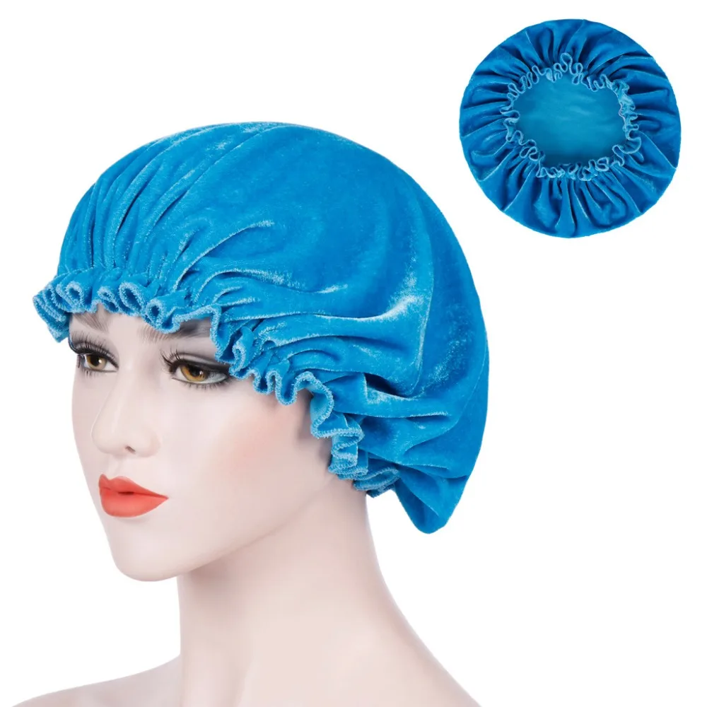 

Muslim Women Stretch Sleeping Velvet Turban Hat Bonnet Cancer Chemo Beanies Cap Headwear Headwrap Hair Loss Cover Accessories