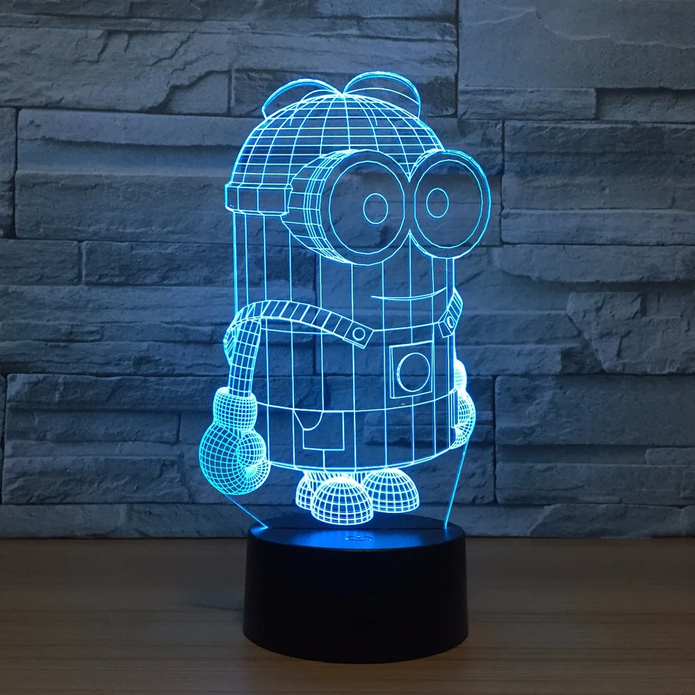 Миньоны 7 цветов маленький желтый человек 3D светодиодные ночники USB настольная лампа футбол Lampara домашний Декор Спальня Миньоны сна ночник