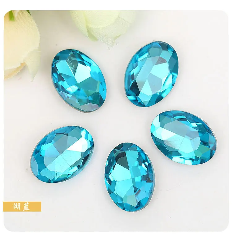Лазурный голубой овальной формы с заостренным задним стеклом Хрустальные Стразы