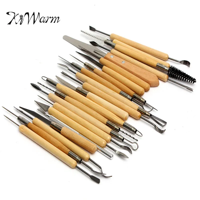 KiWarm 22 шт. портативная деревянная ручка из нержавеющей стали ГЛИНА гончарная