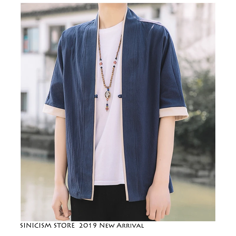 Sinicism Store 2020 Мужской Хлопковый льняной Тренч уличная Мужская винтажная