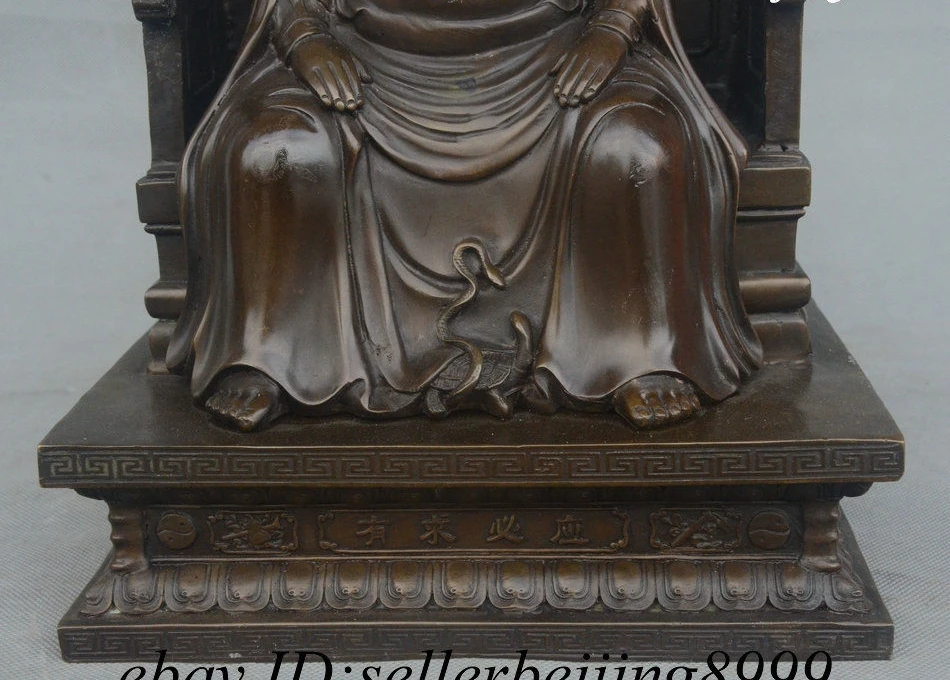 Chinese Pure Bronze WuDang Seat Taoism Rycunhua Zhenwu Xuanwu Emperor God Statue | Дом и сад