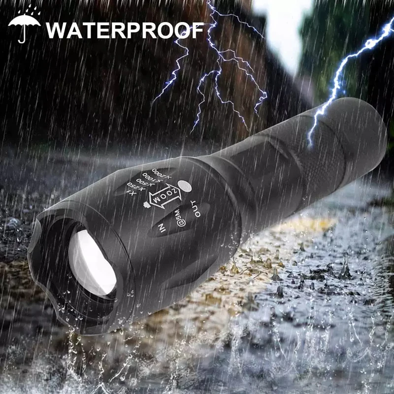 LED Rechargeable Flashlight SWEEPDARK XML T6 linterna torch 4000 lumens 18650 Battery Outdoor Camping Powerful Led Flashlight|Фонарики и