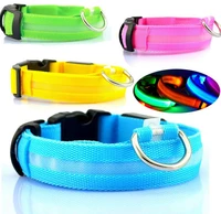 led nylon ribbon pet dog collar pet luminous light up flashing safety collar for dog cat electric led pets cat dog collar
