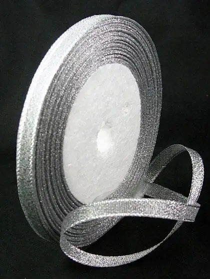 

Ribbon, DIY Material for Organza Bow, Double Sided, Silver Color, Size: about 6mm wide, 25 yards/roll, 10rolls/group,