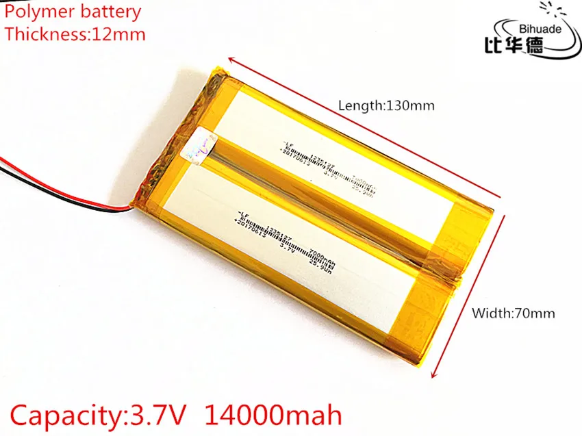 

Size 1270130 3.7V 14000mAh Lithium polymer Battery with Protection Board For Tablet