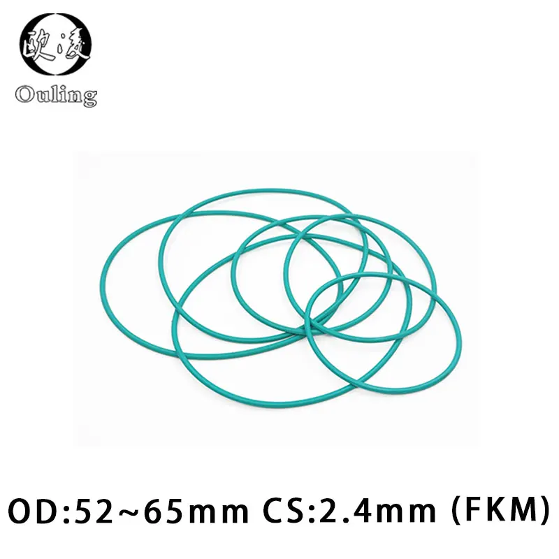 Резиновое кольцо зеленое уплотнительное FKM толщина 2 4 мм OD52/54/55/56/57/60/62/64/65 fkm
