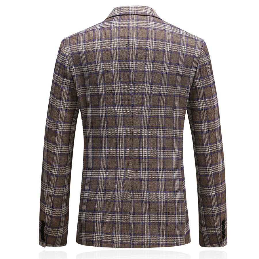 Plyesxale Slim Fit клетчатый блейзер мужской пиджак 2019 Демисезонный Повседневный