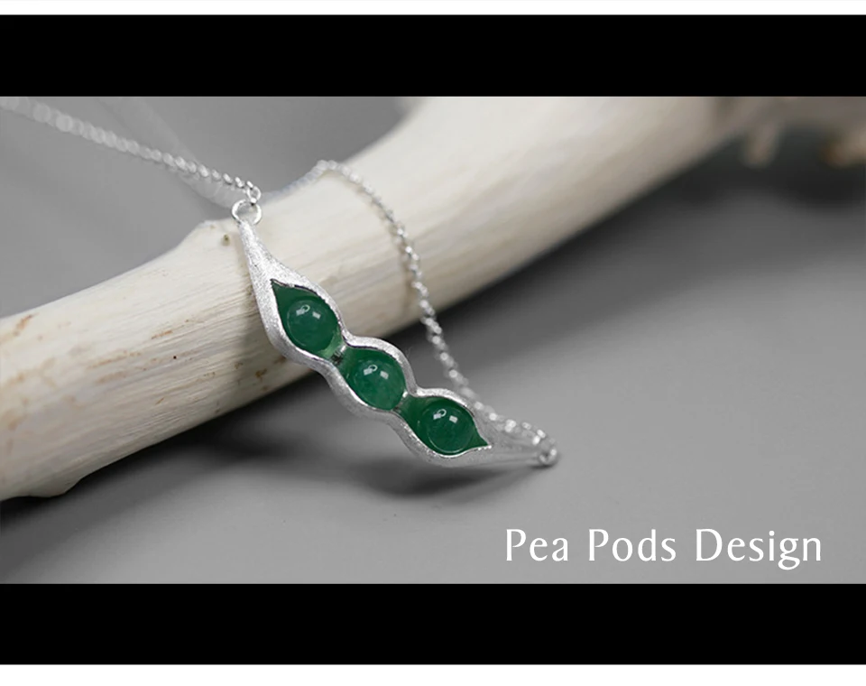 Lotus Fun реальные 925 серебро ручной работы Дизайн er Fine Jewelry натуральный зеленый камни Стручки гороха Дизайн Цепочки и ожерелья для Для женщин