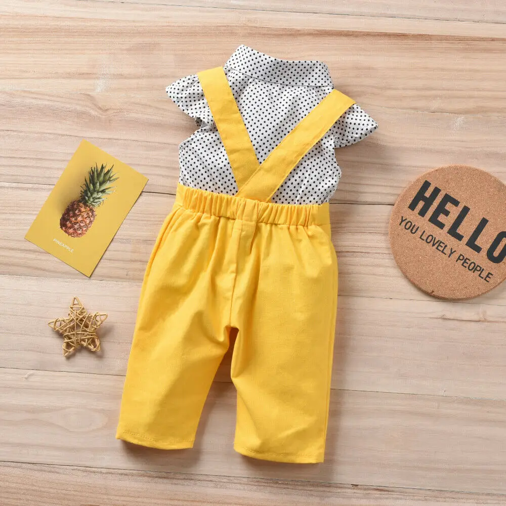 Комплект одежды из 2 предметов для маленьких девочек топ с отворотом и оборками