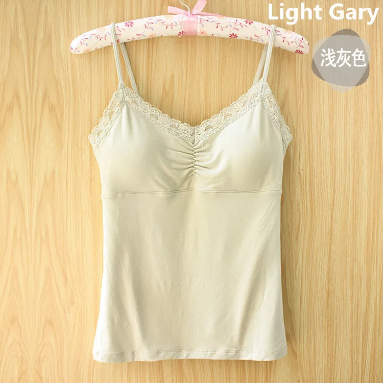 Light Gray Высокое качество 9 конфетного цвета Модальная эластичность Blusas бюстье кружевной топ на бретельках Топы на бретельках Для женщин топ-топ,# K4 - Цвет: Light Gray