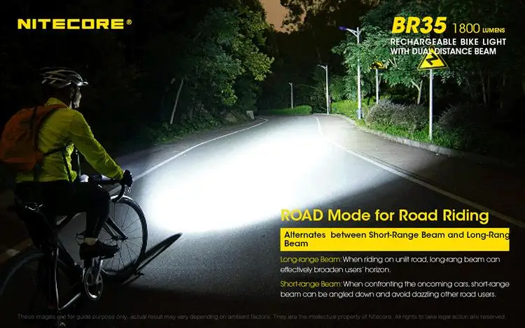 NITECORE BR35 велосипед светильник двойной дальностью луча Перезаряжаемые велосипедный светильник 2xcree XM-L2 U2 1800lm+ Встроенный 6800 мА/ч, Батарея пакет